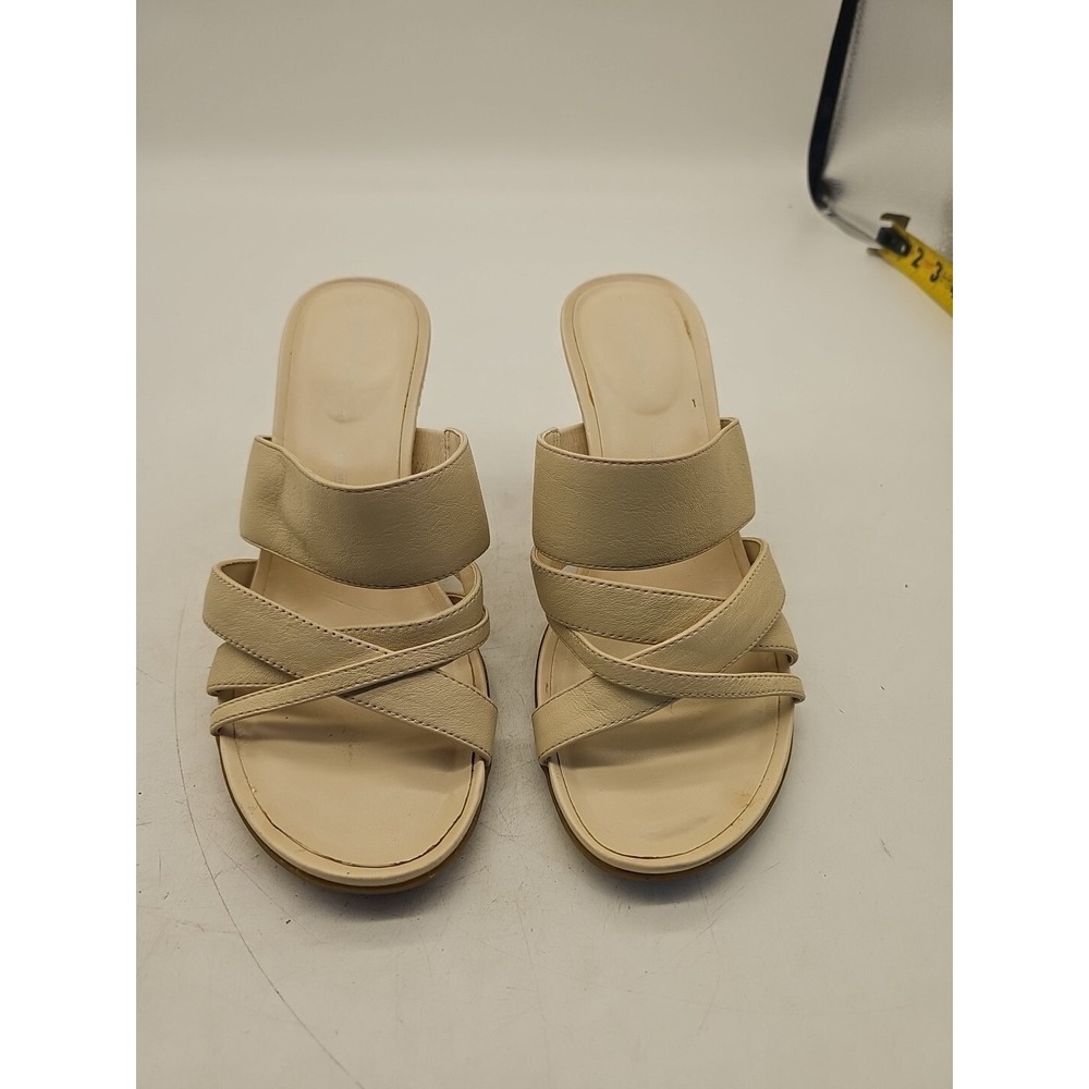 Rockport‎ Cork Platform Leather Sandal Slides - Size 7.5 Ivory Slip On